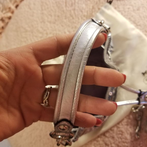 Rare Silver Sequin Coach Mini Bucket Purse - Picture 4 of 10
